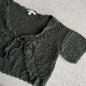 green fairycore boho whimsy green crachet bolero short sleeve cardigan XS/S